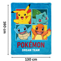 Pokémon Pikachu große Kuscheldecke,130x160 cm, sehr weich und flauschig