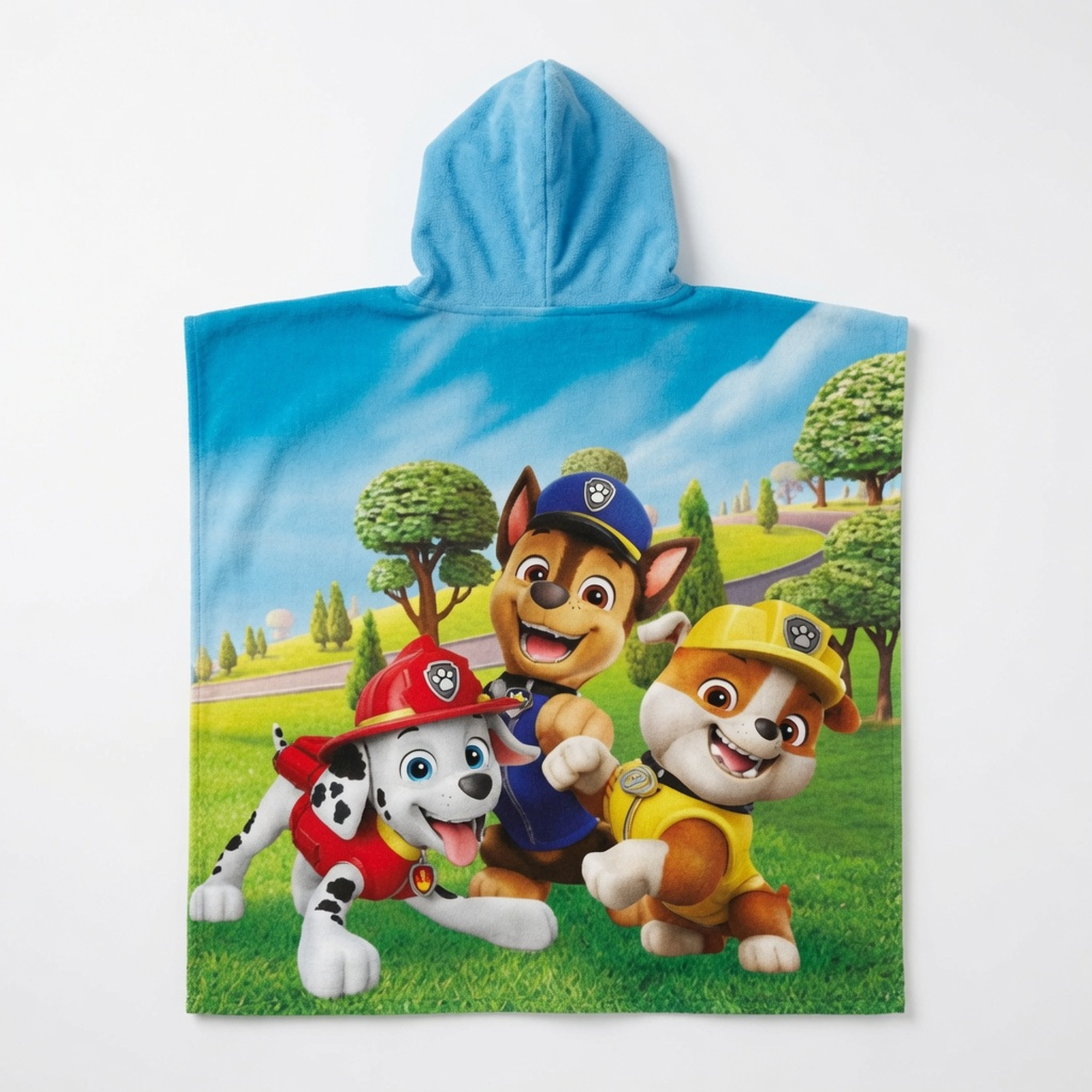 PAW PATROL Kinder Badeponcho mit Kapuze Jungen Blau