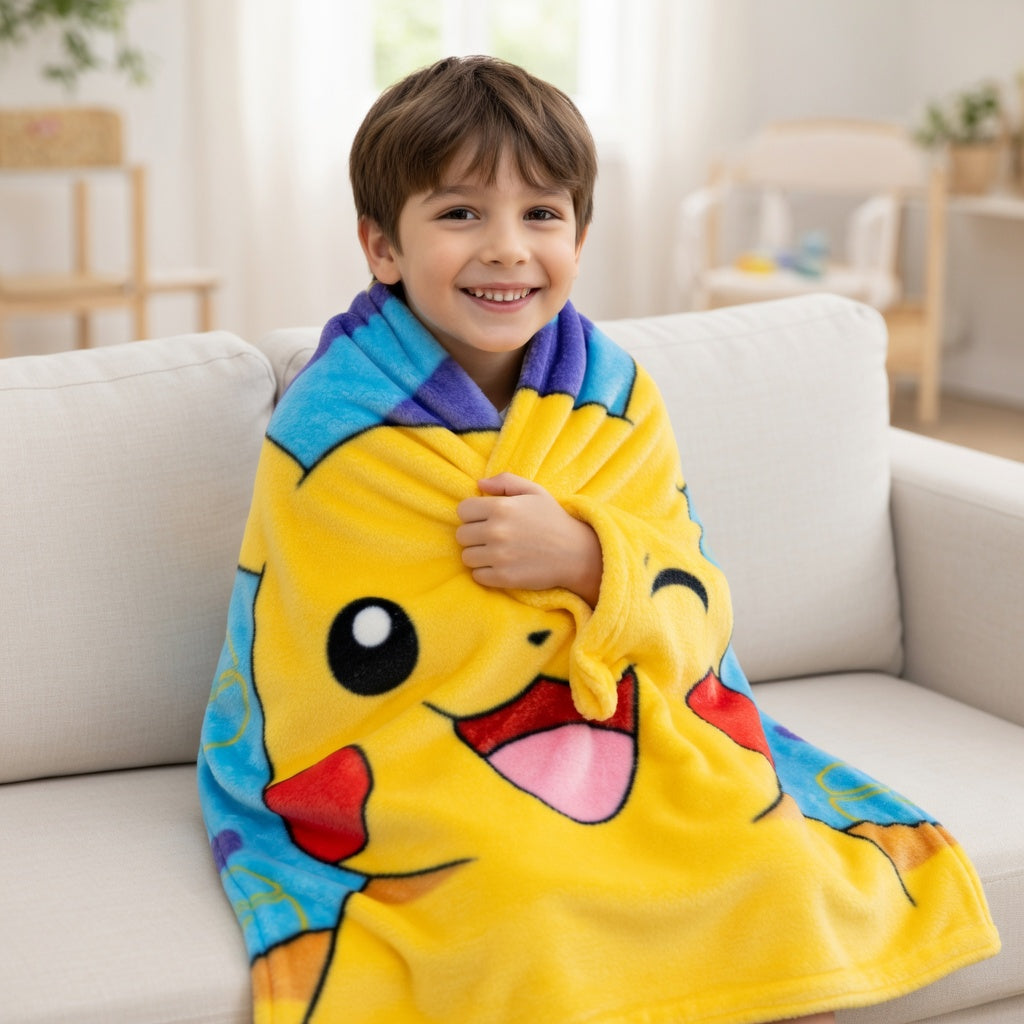 Pokémon Pikachu große Kuscheldecke,150x200 cm, sehr weich und flauschig